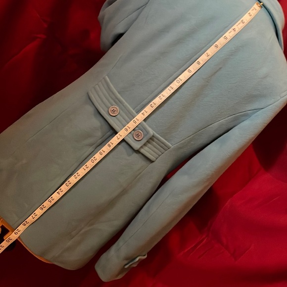 Teal colored, Double breasted, wool blend coat - Picture 4 of 11